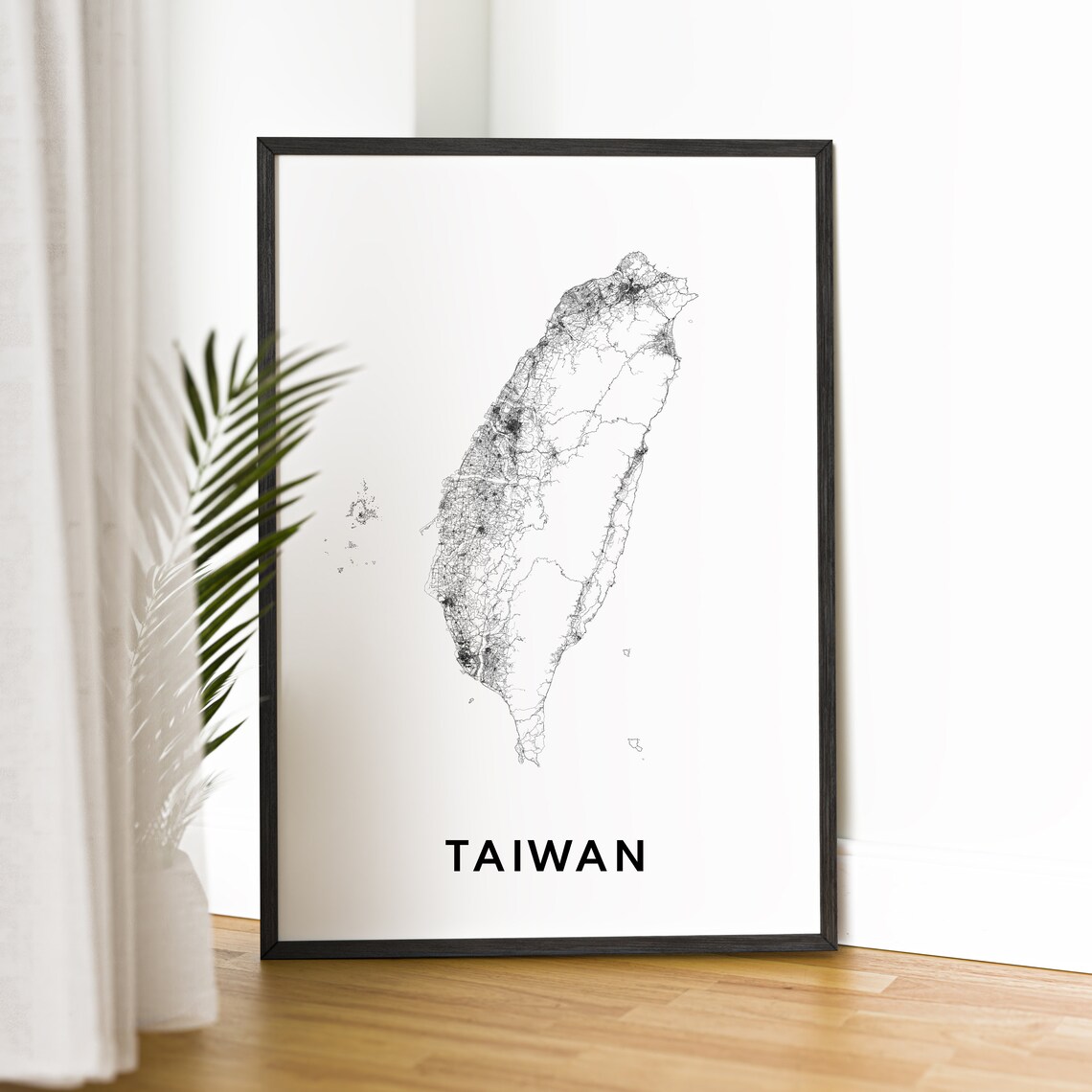 Taiwan Island Minimalist Black and White Map Art Travel Poster - Image 2