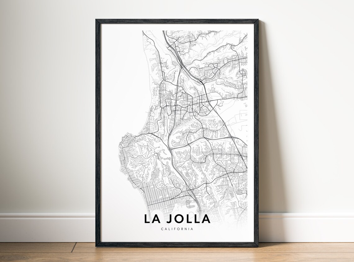 La Jolla California Coastal City Street Map Minimalist Poster