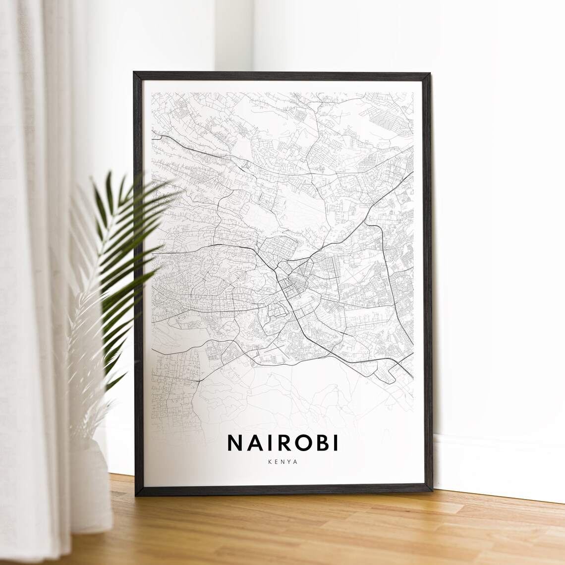 Nairobi Map Print, Black And White Sketch Poster - Image 2