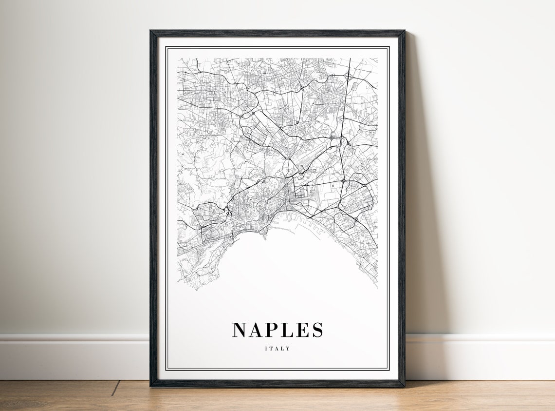 Naples Italy Black and White City Map Modern Minimalist Wall Art - Image 5