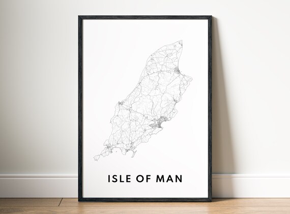 Isle Of Man Map Print Poster Black And White Wall Art Sketch