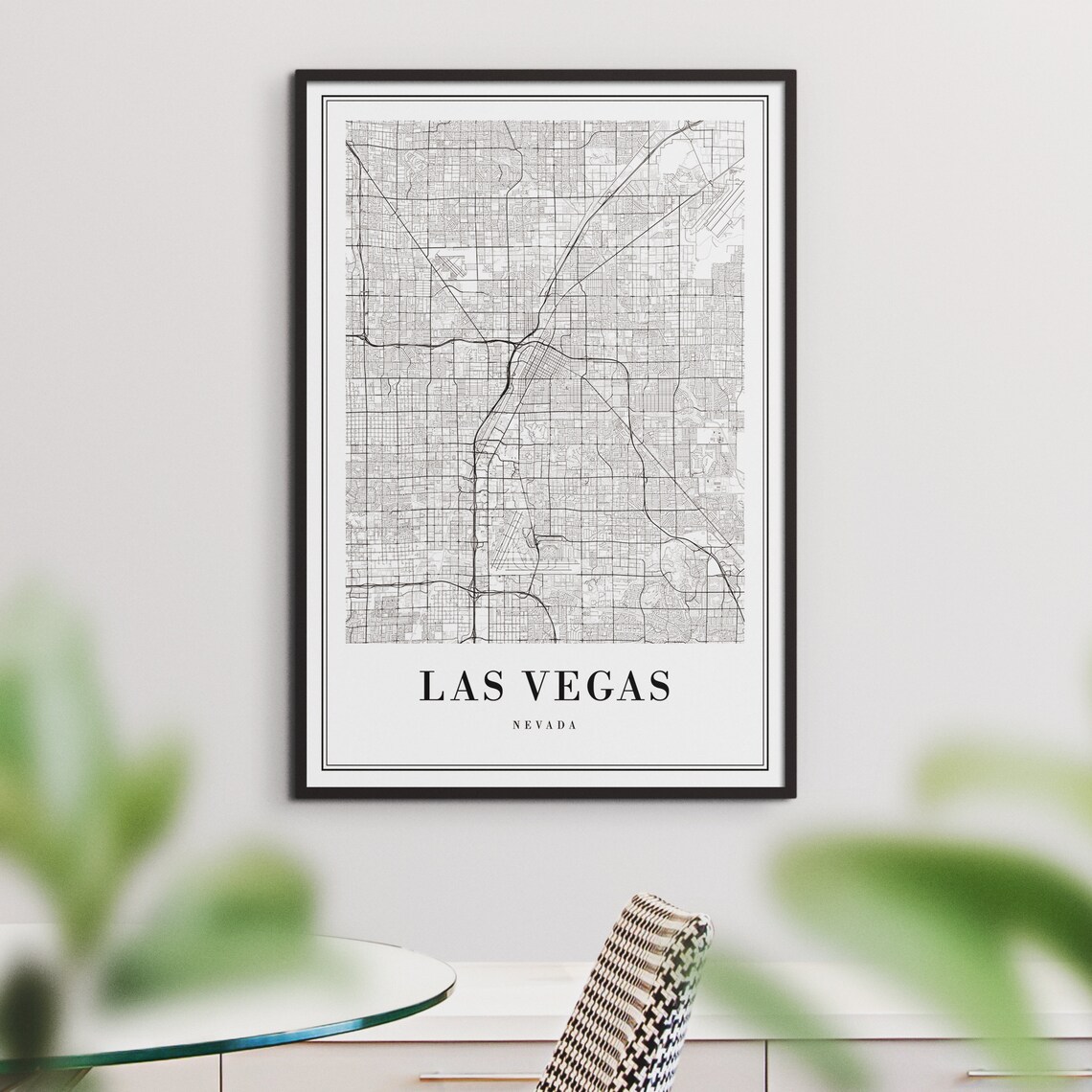 Las Vegas Map Art Print, Black And White Sketch - Image 3