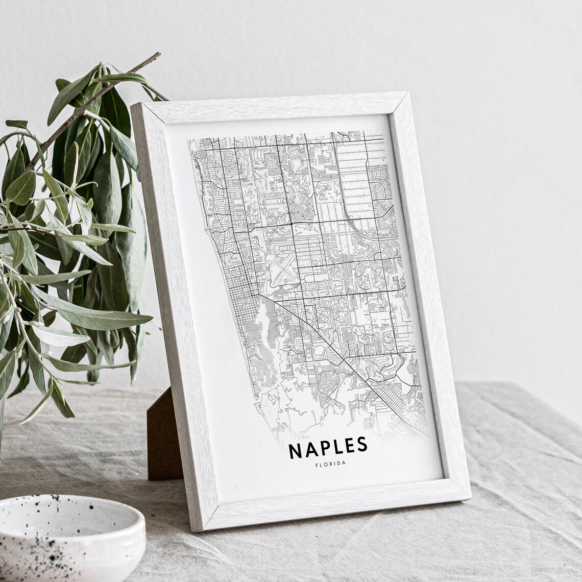 Naples Florida Gulf Coast Street Map Fine Minimal Line Art Print - Image 4