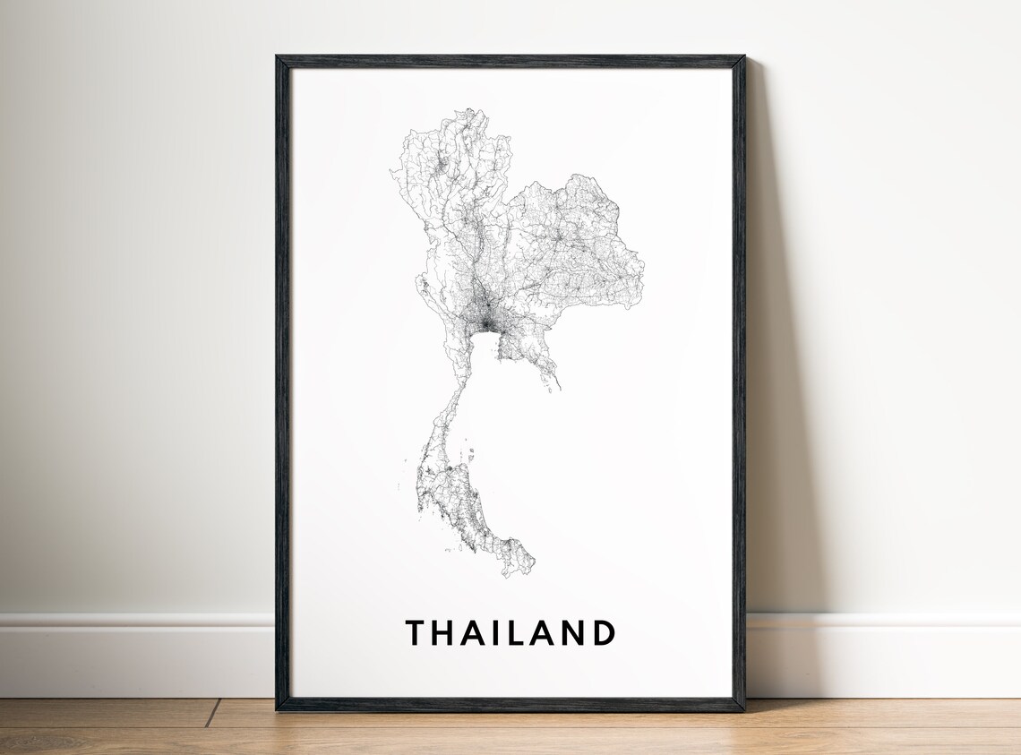 Thailand Map Poster, Black And White Travel Map - Image 5