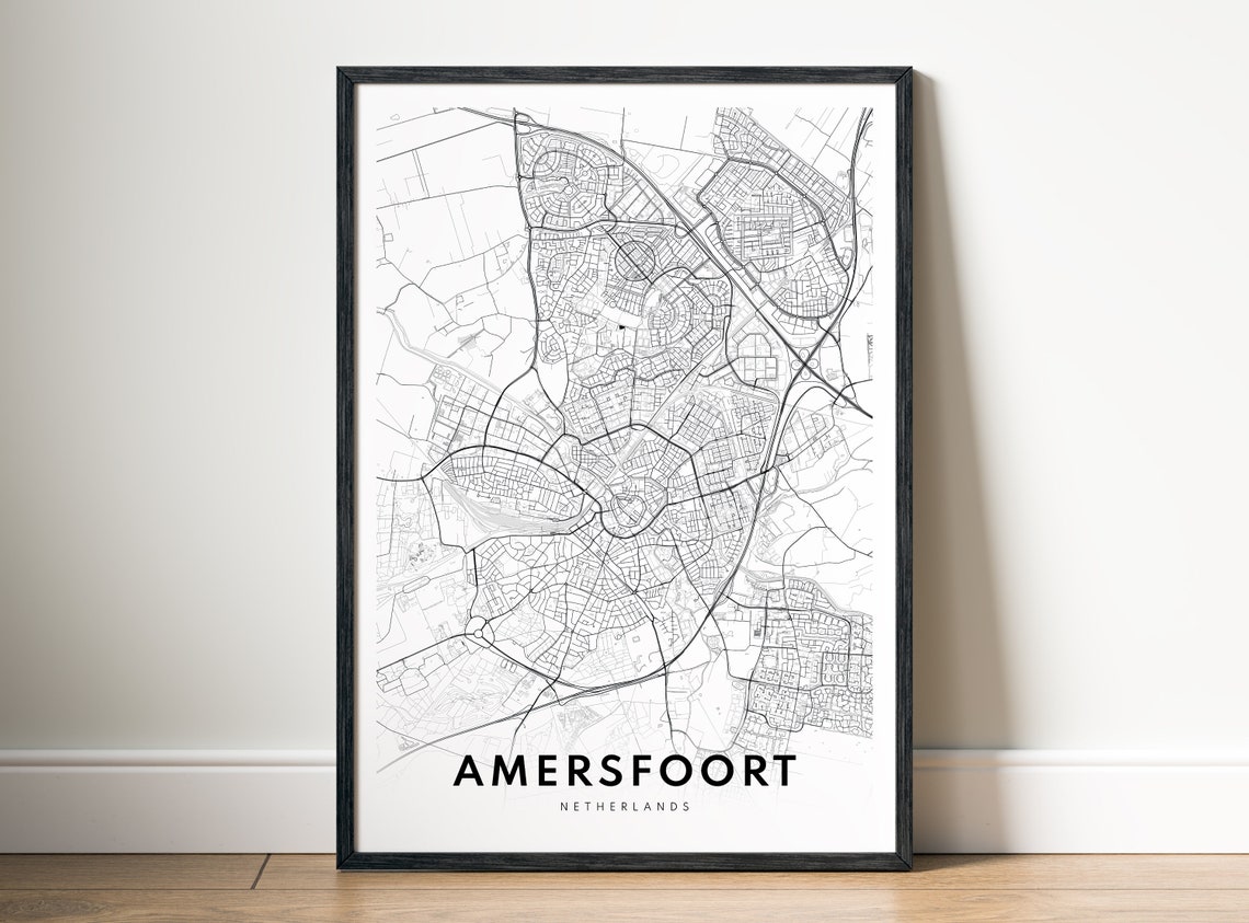 Amersfoort Netherlands City Map Black And White Minimalist Art Poster