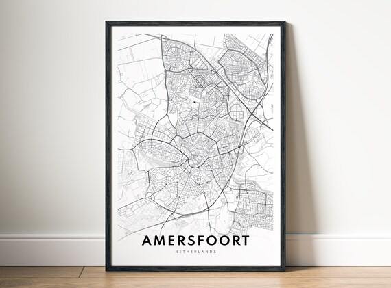 Amersfoort Map Print Netherlands Poster Black And White Wall Art Sketch