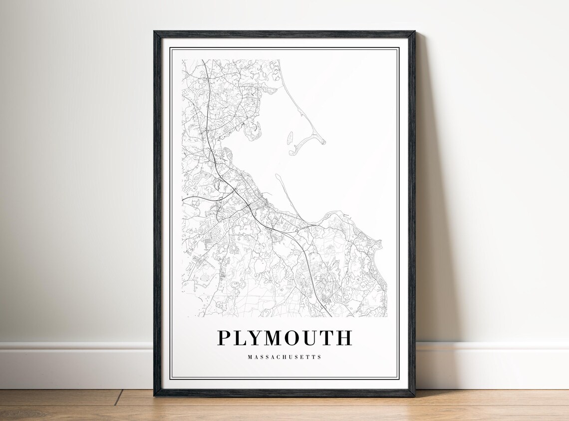 Plymouth Massachusetts Minimalist Historic City Street Map Poster - Image 5