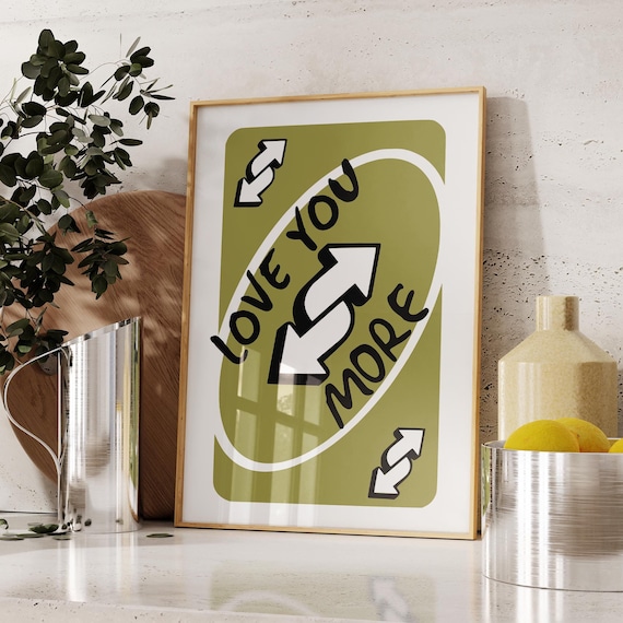 Love You More Olive Green Reverse Card Romantic Typography Poster