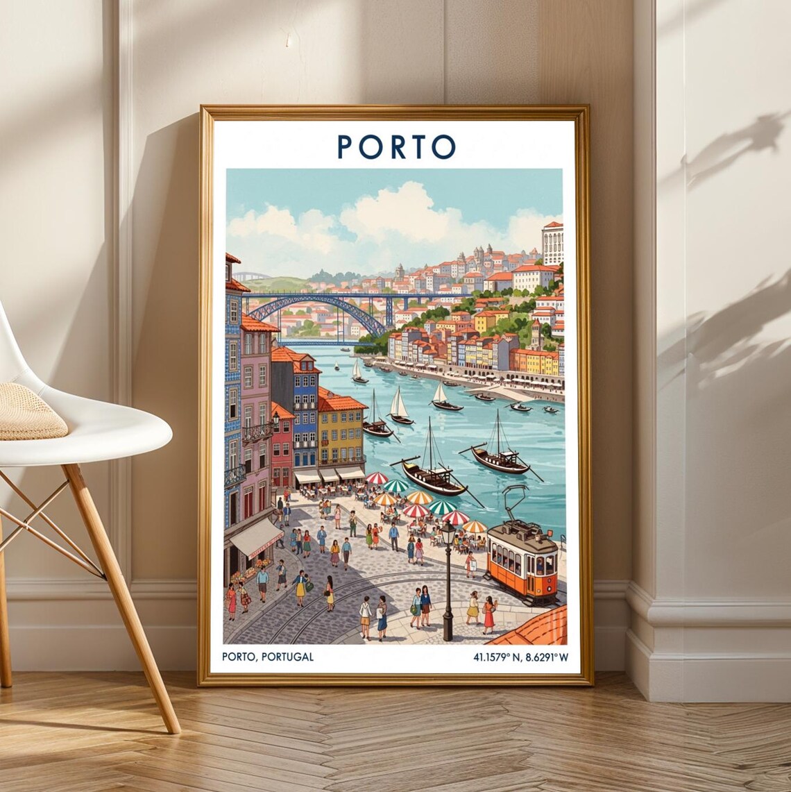 Porto Vintage Travel Poster, Portuguese City Print
