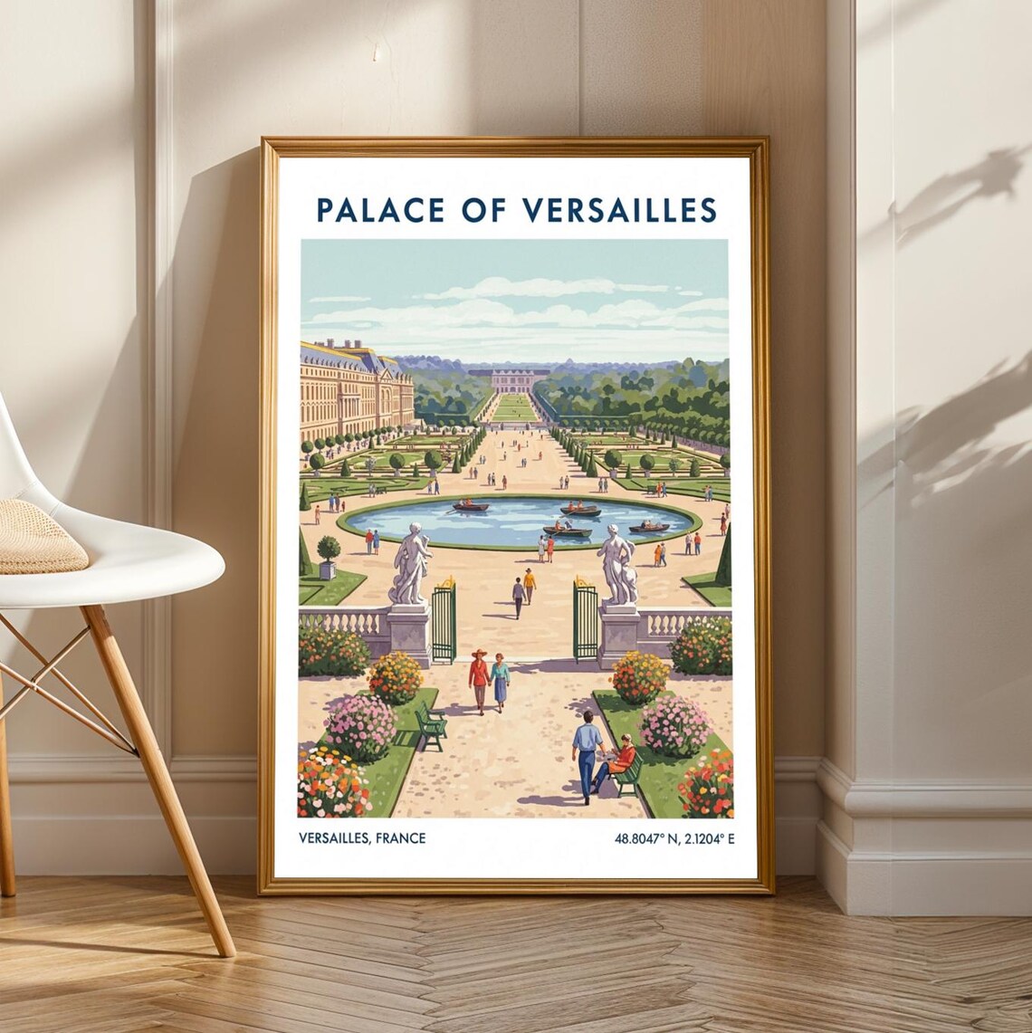 Palace Of Versailles Grand Gardens Canal Vintage French Travel Poster