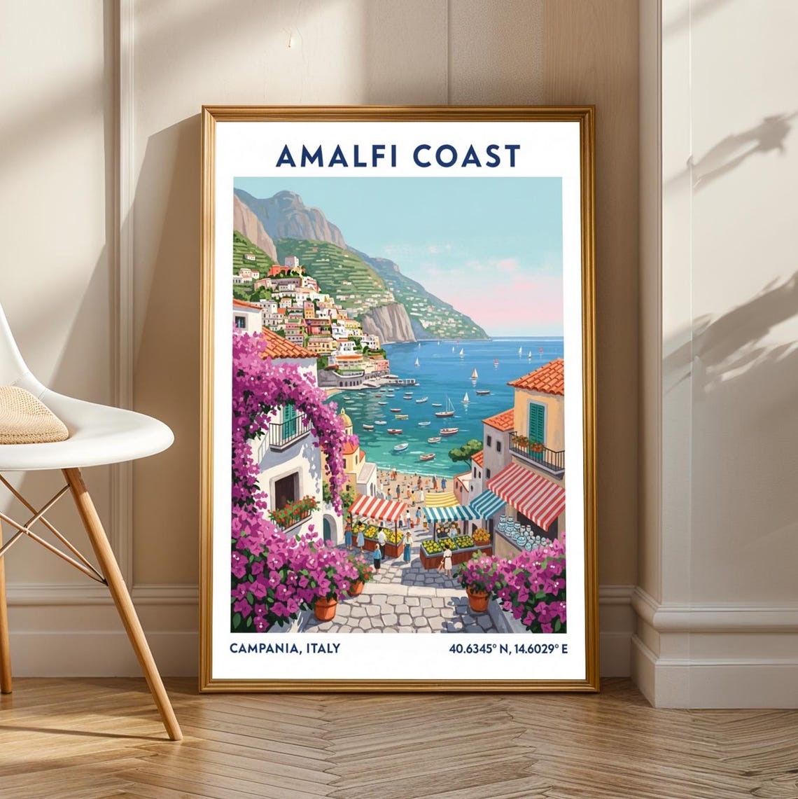 Amalfi Coast Italy Mediterranean Cliffside Village Travel Poster