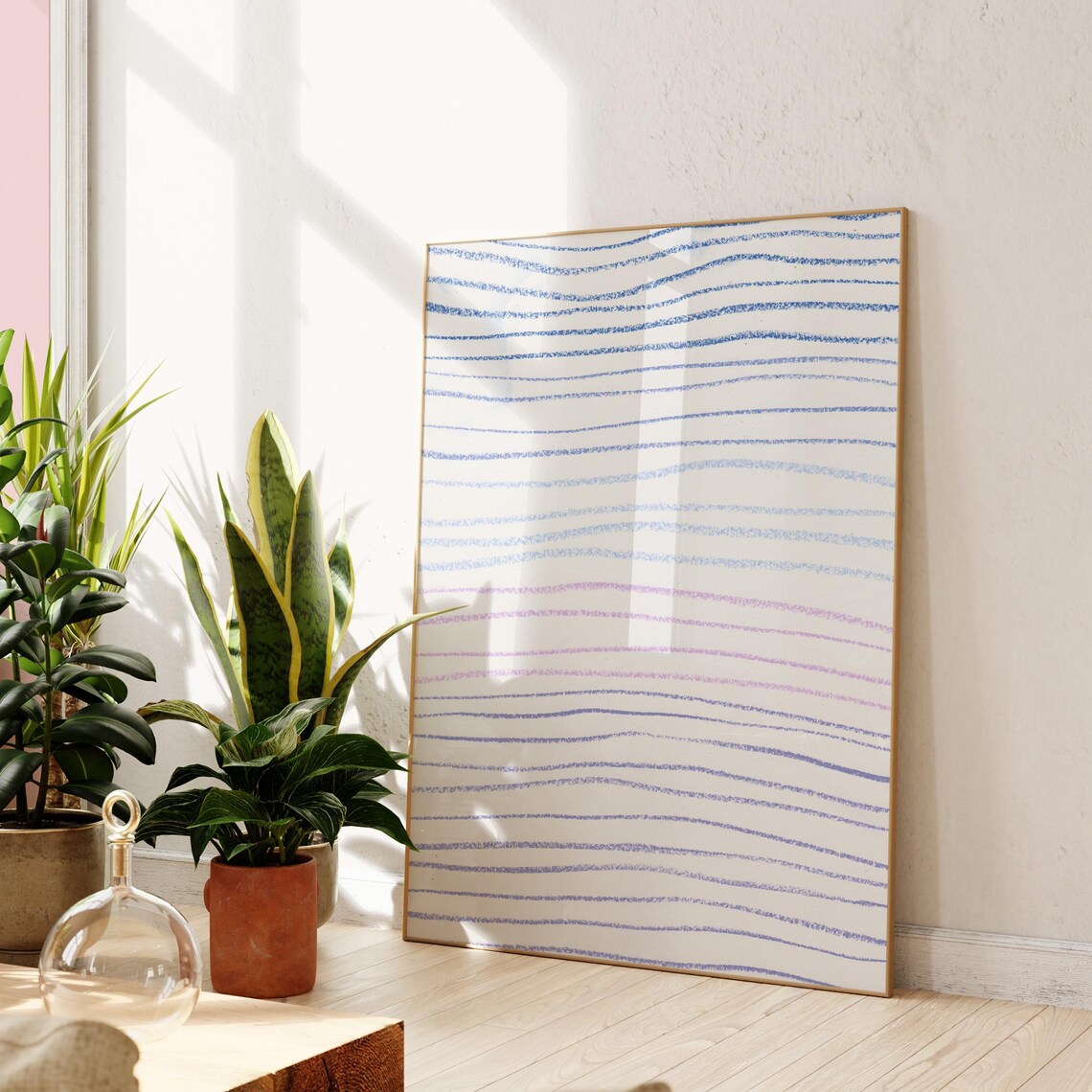 Lines Sketch Drawing Colorful Abstract Geometric Wall Art