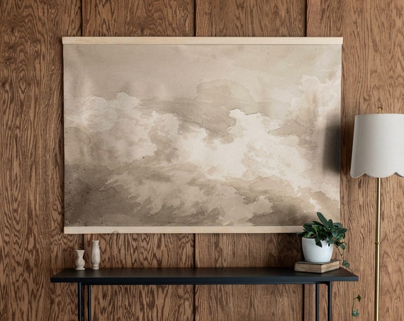 Vintage Neutral Wall Art Muted Sky Vintage Art Hanging Tapestry Large Muted Clouds Wall Decor Modern Wall Art Sky Art 413