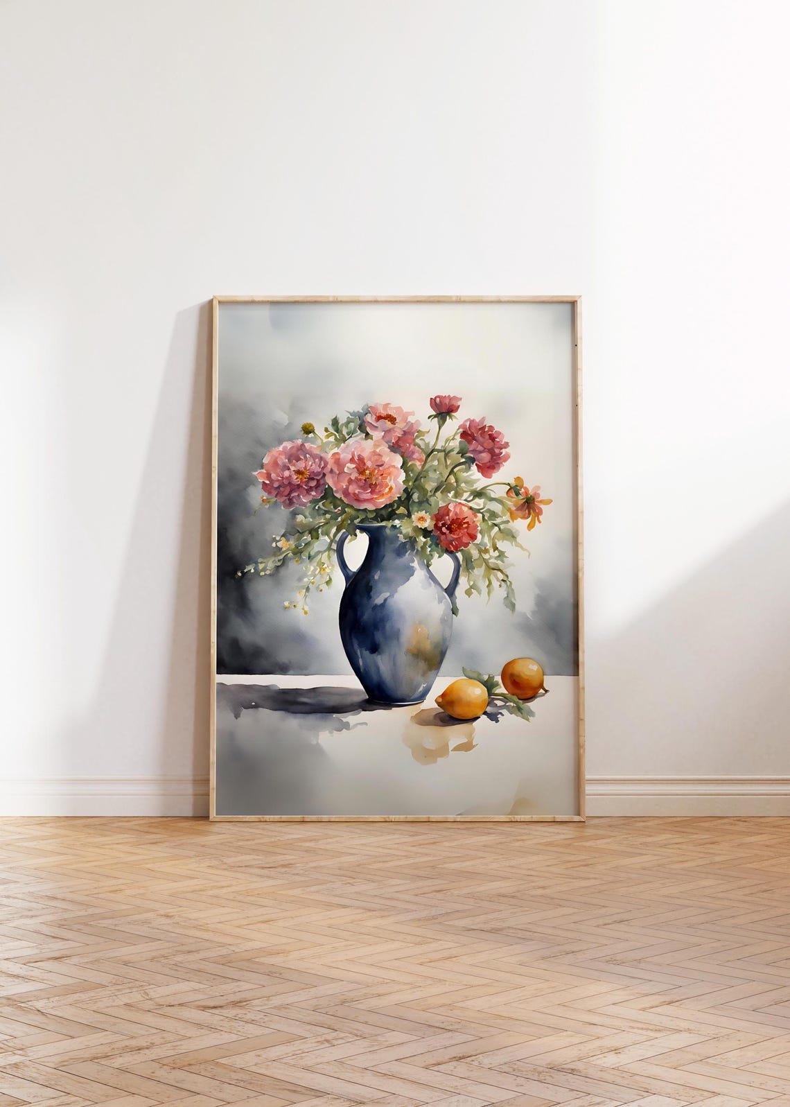 Blush Pink Peony Bouquet Watercolor Floral Arrangement Art Print - Image 3