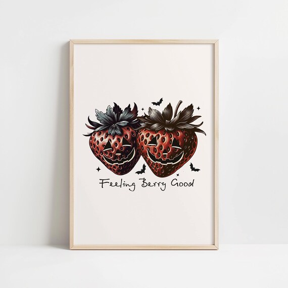 Feeling Berry Good Strawberry Jack O Lantern Halloween Art Print