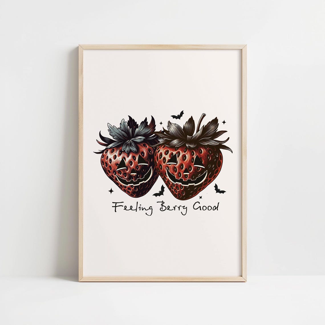 Feeling Berry Good Strawberry Jack O Lantern Halloween Art Print