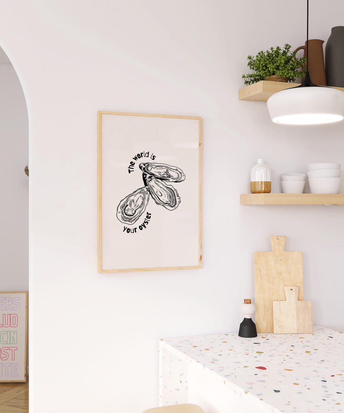 The World Is Your Oyster Black Line Oyster Sketch Decor Poster - Image 3