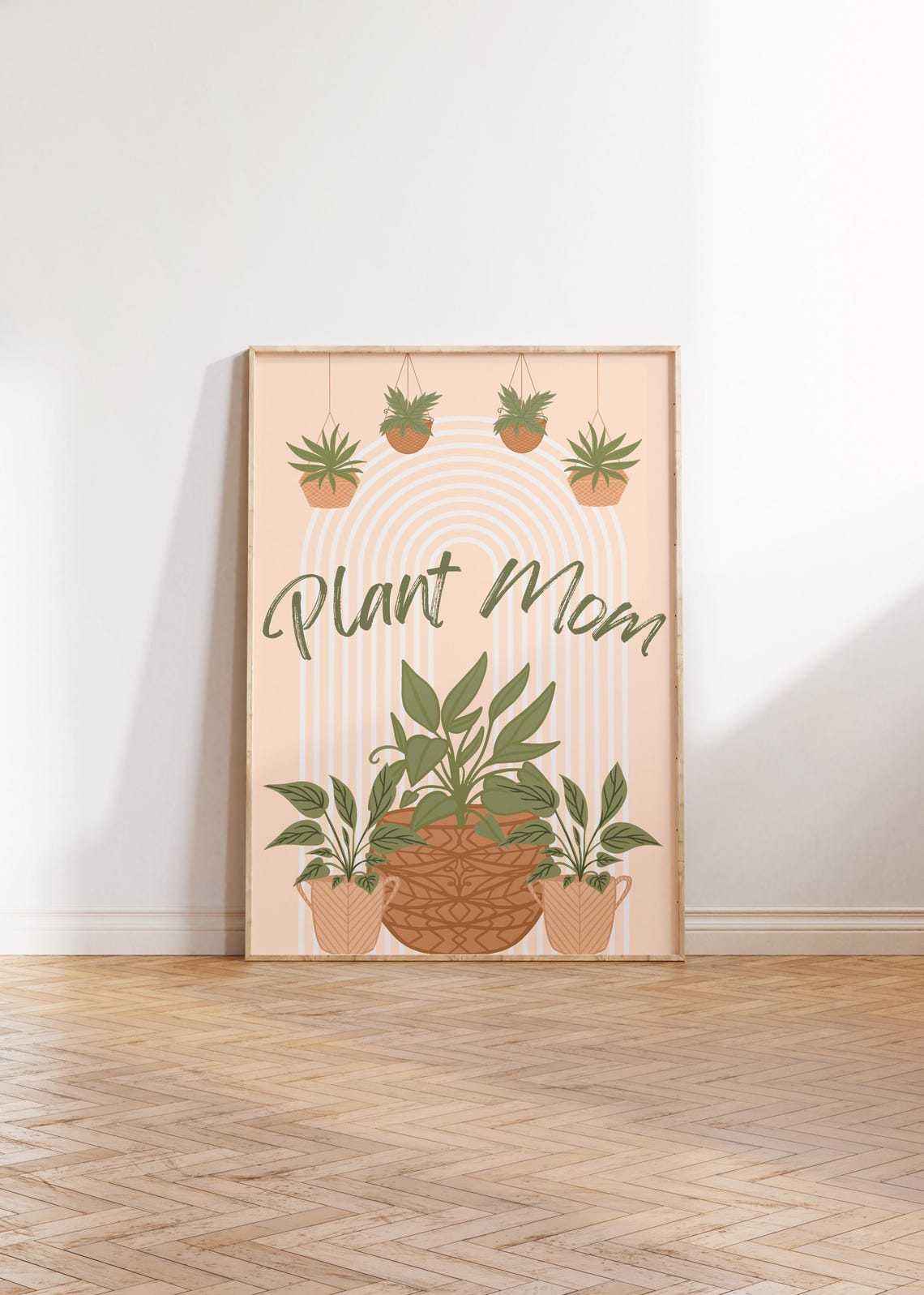 Plant Mom Boho Hanging Plants Rainbow Minimalist Botanical Print - Image 3