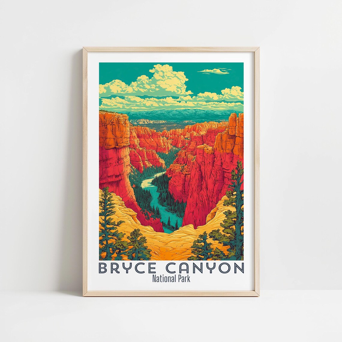 Bryce Canyon National Park Red Hoodoo Canyon Turquoise Poster
