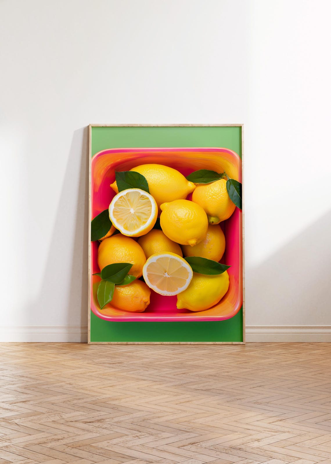 Bowl Of Lemons Hot Pink Dish Vibrant Kitchen Pop Art Decor Poster - Image 3