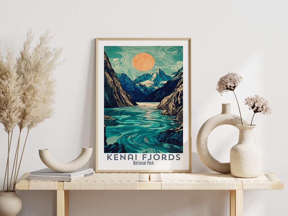 Kenai Fjords National Park Glowing Moonlit Fjord Travel Poster - Image 3