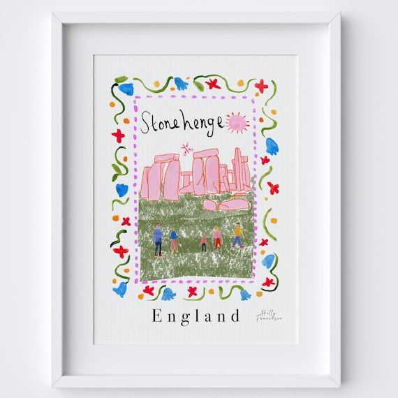 Stonehenge Travel Poster, English Landmark Print