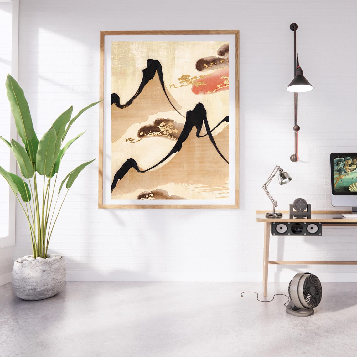 Abstract Japanese Sumi Ink Mountain Brushstroke Wabi Sabi Zen Poster - Image 2