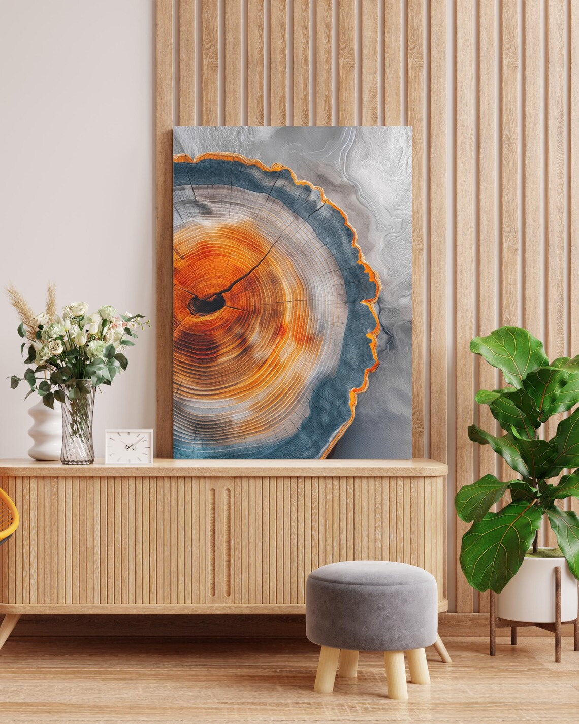 Tree Stump Print Tree Ring Circles Wall Art Nordic Wall Art Neutral Earthy Tones Rustic Home Decor Wood Texture Art - Image 2