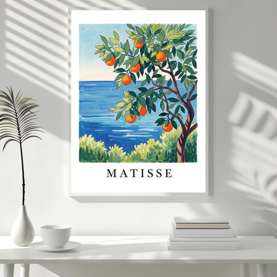 Henri Matisse Poster Style Orange Tree By The Sea Illustration Mediterranean Landscape Art Print Matte Posterhome Decor Wall