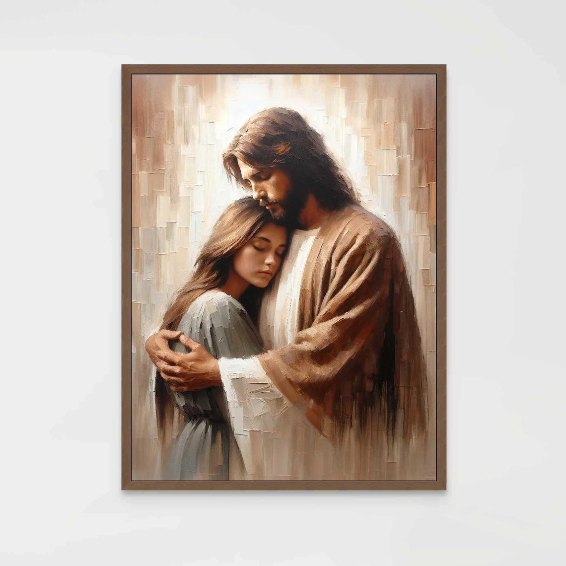 Tender Savior Christian Art, Jesus With Girl