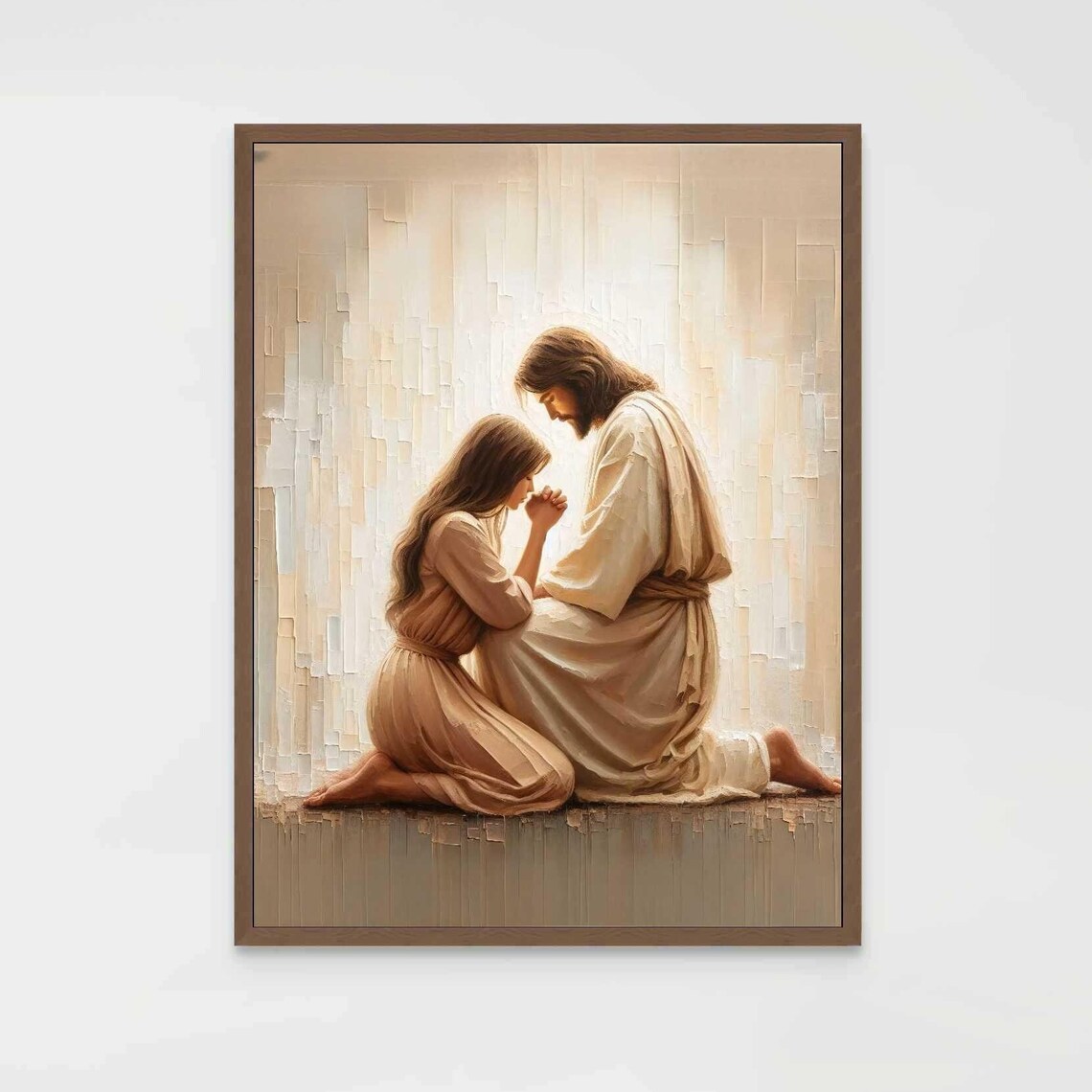 Pray To Him Christian Painting, Jesus And Woman