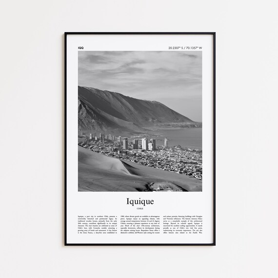 Iquique Black And White Print Photo Poster Travel Gift Chile Wall Art Minimal Home Decor