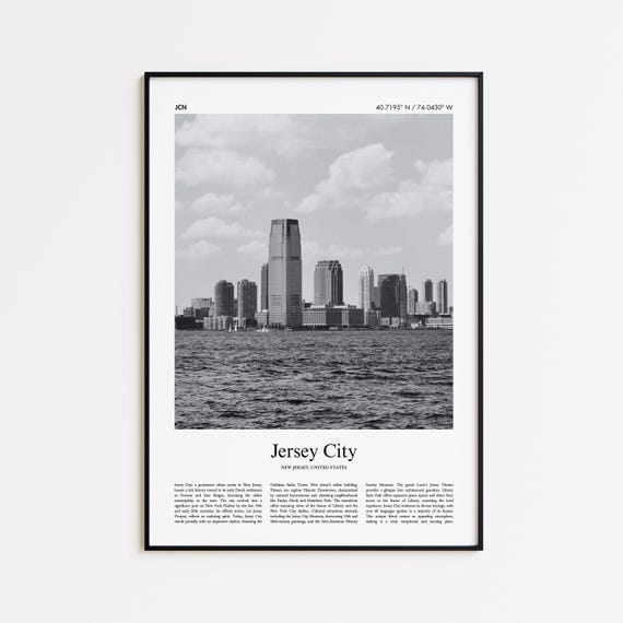 Jersey City Black And White Print Photo Poster Travel Gift New United States Usa Wall Art