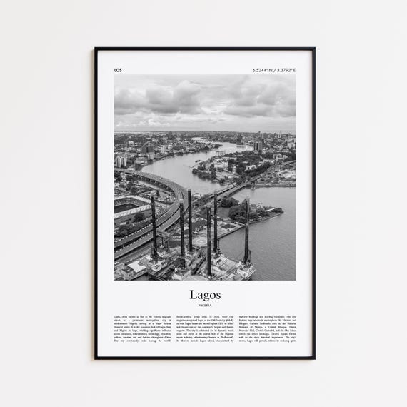 Lagos Black And White Print Photo Poster Travel Gift Nigeria Wall Art Minimal Home Decor