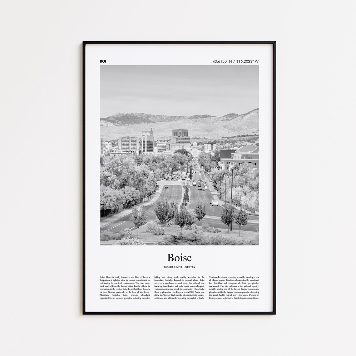 Boise Idaho Downtown Main Street Mountain Foothills Photo Poster