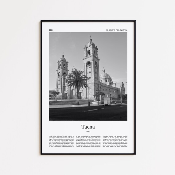 Tacna Black And White Print Photo Poster Travel Gift Peru Wall Art Minimal Home Decor