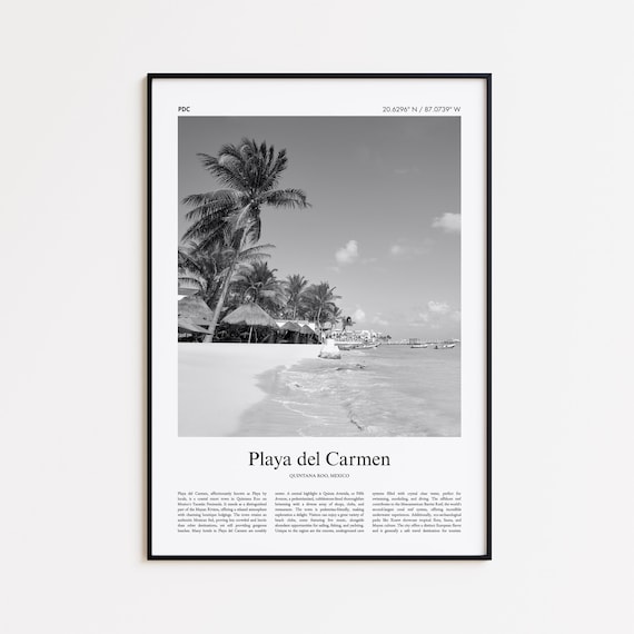 Playa Del Carmen Black And White Print Photo Poster Travel Gift Quintana Roo Mexico