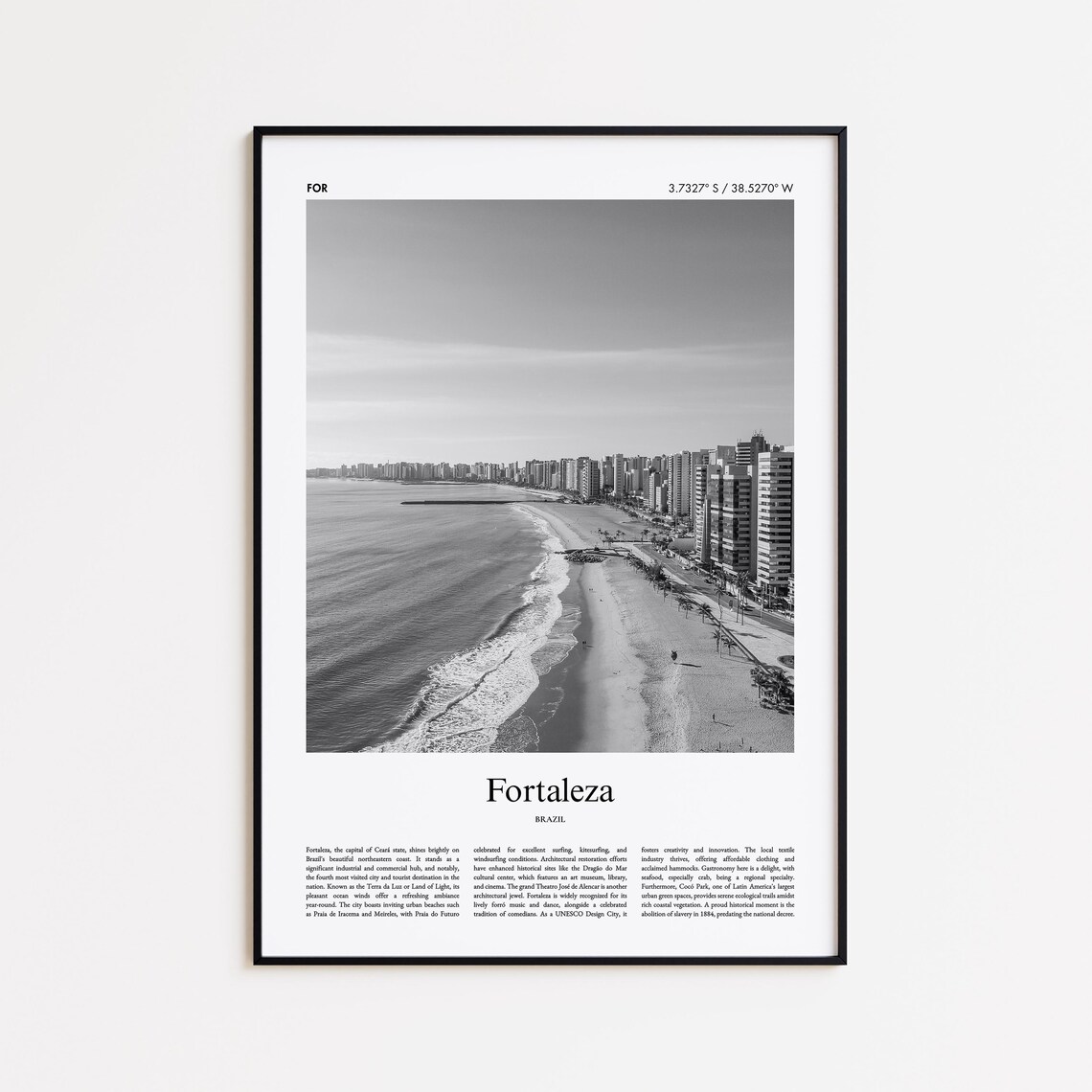 Fortaleza Black And White Photo Wall Art Print