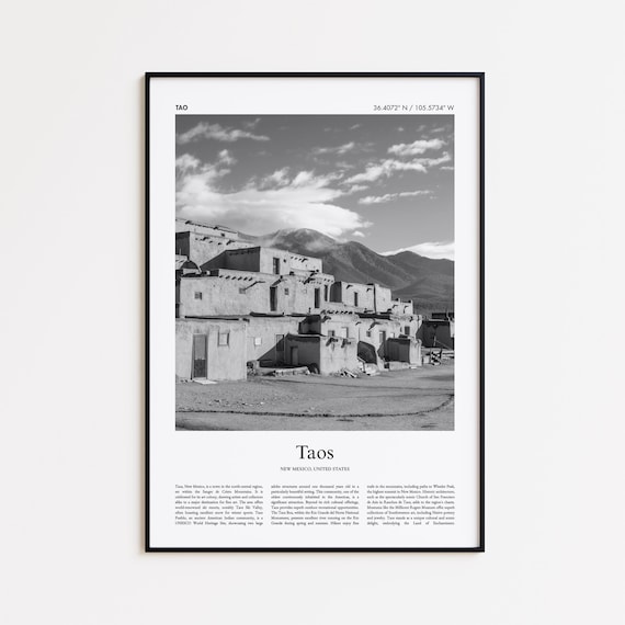 Taos Black And White Print Photo Poster Travel Gift New Mexico United States Usa Wall Art Modern