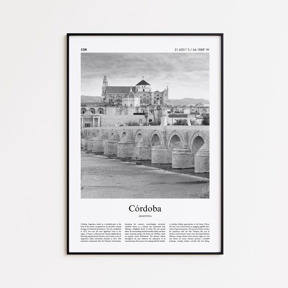 Crdoba Black And White Print Photo Poster Cordoba Travel Gift Argentina Wall Art Minimal Home Decor