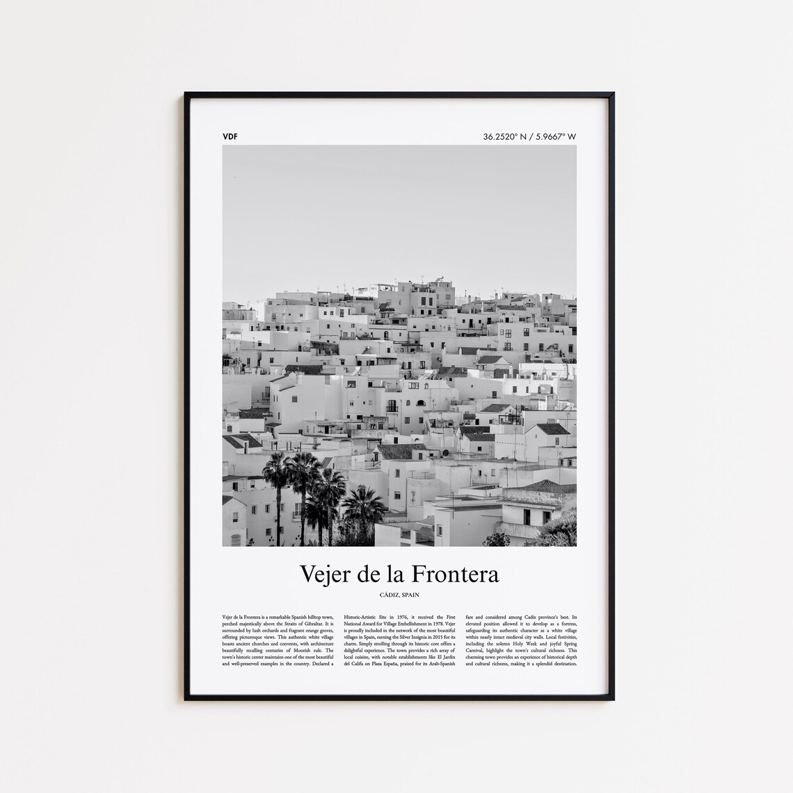 Vejer De La Frontera Spain White Village Hillside Photo Travel Poster