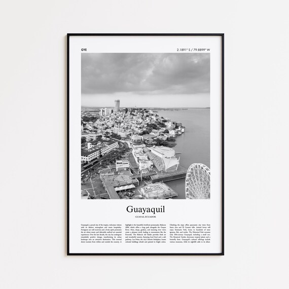 Guayaquil Black And White Print Photo Poster Travel Gift Guayas Ecuador Wall Art Modern