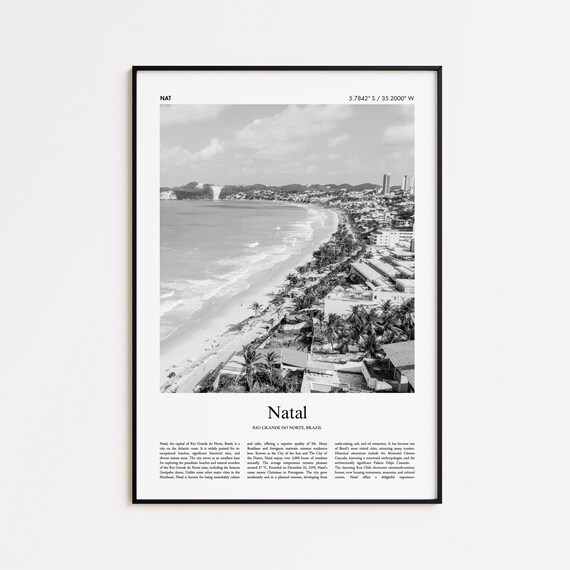 Natal Black And White Print Photo Poster Travel Gift Rio Grande Do Norte Brazil Wall Art Modern