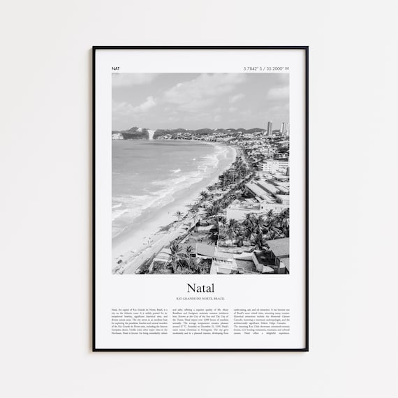 Natal Brazil Black And White Beach Coast Photo Travel Poster