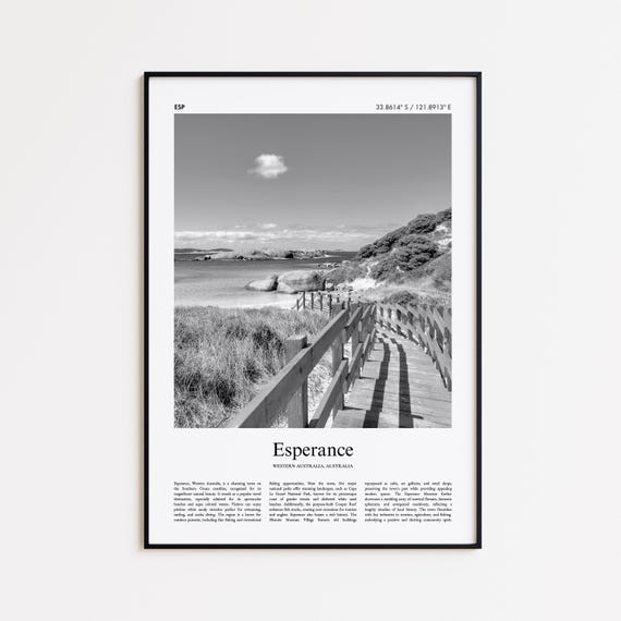 Esperance Black And White Print Photo Poster Travel Gift Western Australia Wall Art