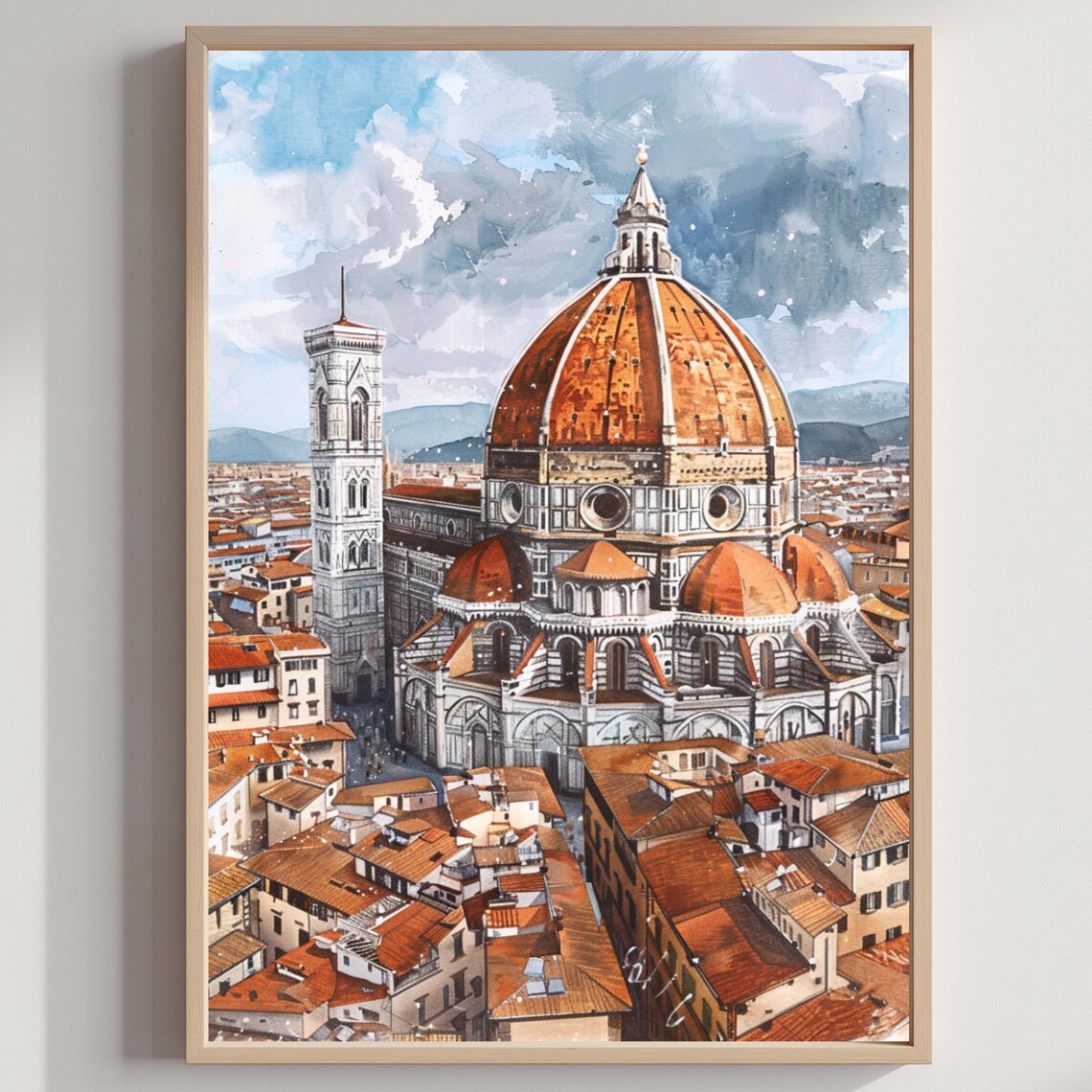 Duomo Santa Maria Del Fiore, Watercolor Travel Poster