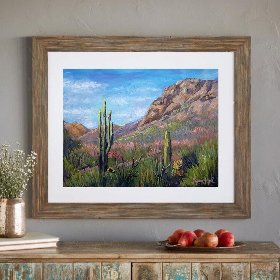 Sonoran Desert Saguaro Cactus Landscape Art Print - Image 3