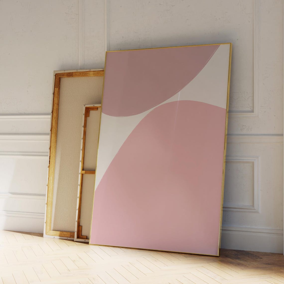 Abstract Print Light Pink Art Minimalist Peaceful Bedroom Above Bed Living Room Wall Hand Drawn Feminine