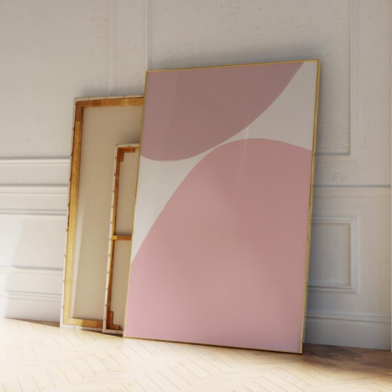Abstract Print Light Pink Art Minimalist Peaceful Bedroom Above Bed Living Room Wall Hand Drawn Feminine