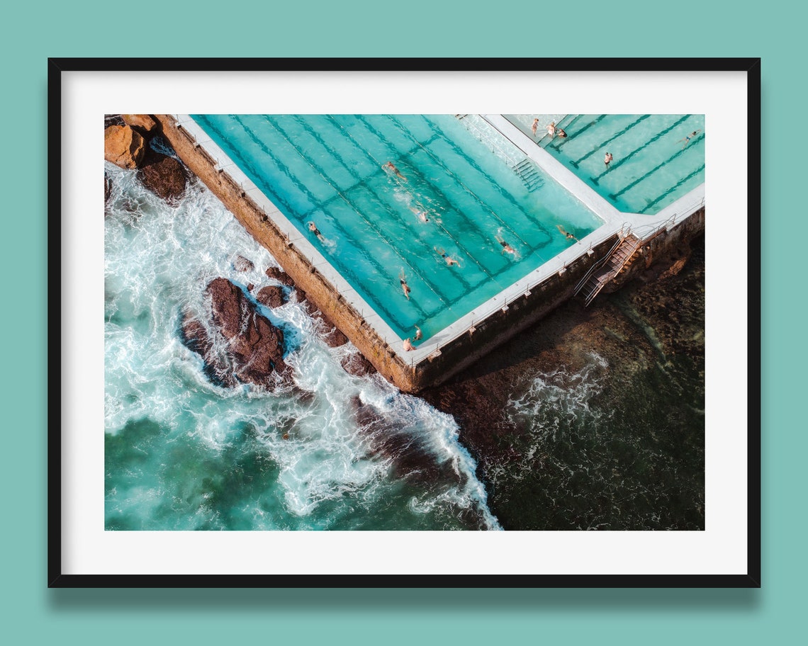 Bondi Icebergs Ocean Pool Aerial Swimmers Sydney Morning Poster